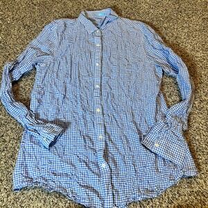 J.McLaughlin Women's Blue Gingham Check Button Down Shirt Size Large